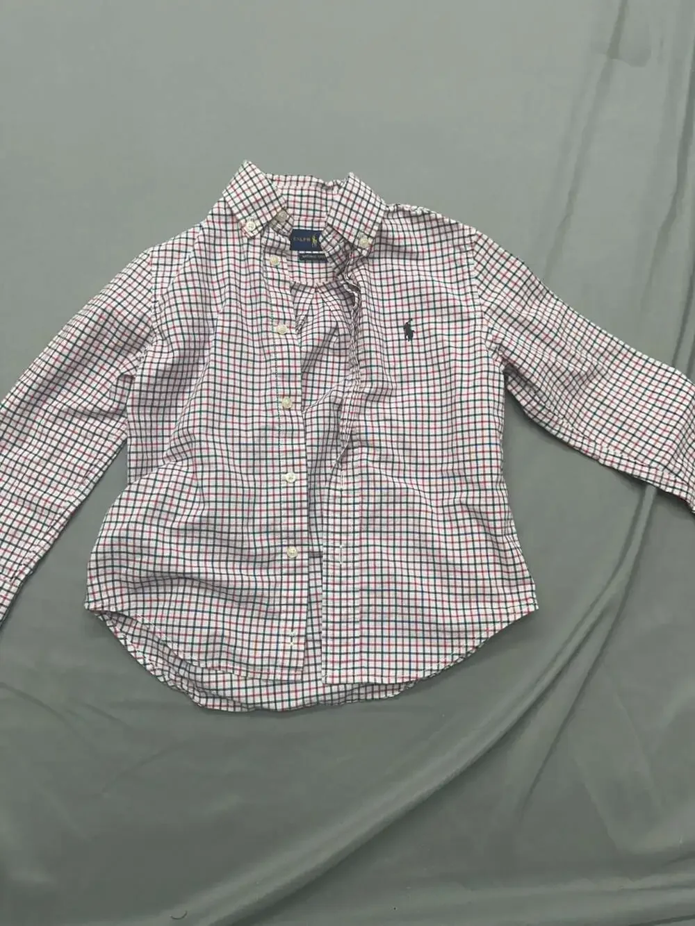 Ralph Lauren Boys Long Sleeve Button Down Plaid Tattersall Shirt Size 4T
